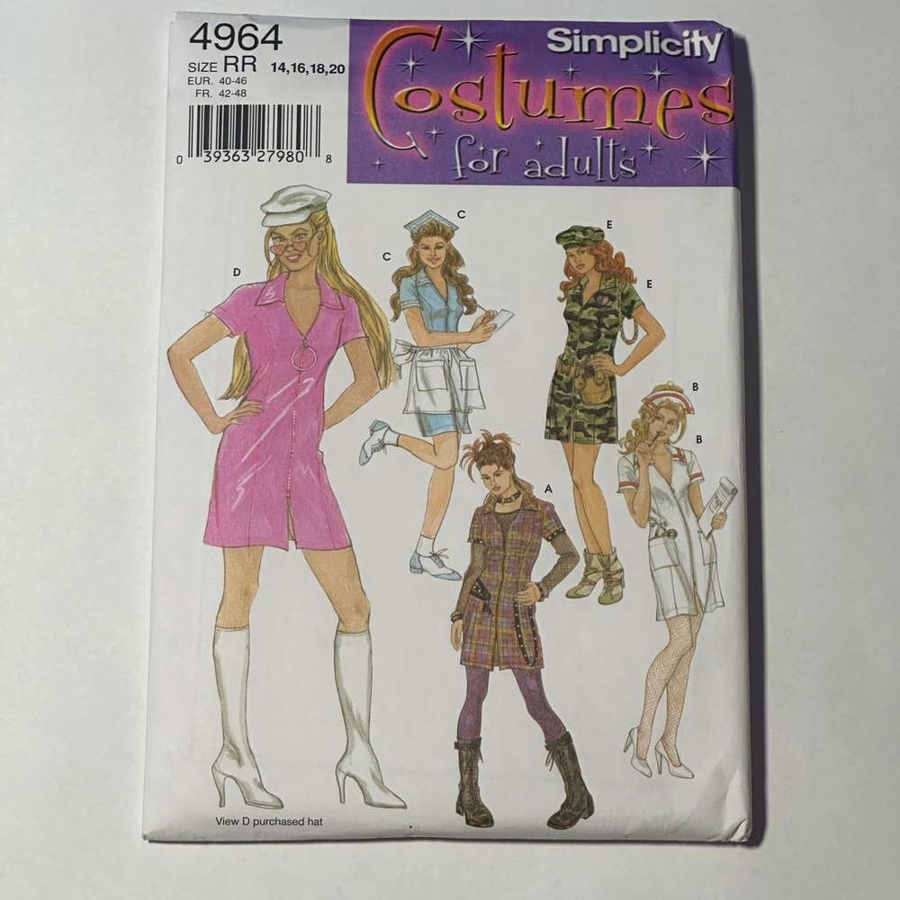Simplicity 4964 Sewing Pattern Costume for Adults RR Multicolor Uncut 2004